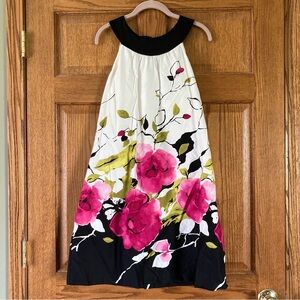 Floral Halter Dress - Pink and Black